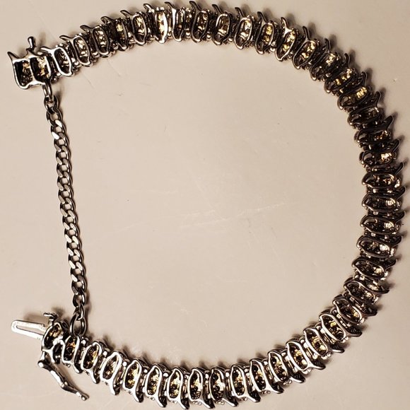 DIAMOND TENNIS BRACELET 14K WHITE GOLD - Picture 9 of 12